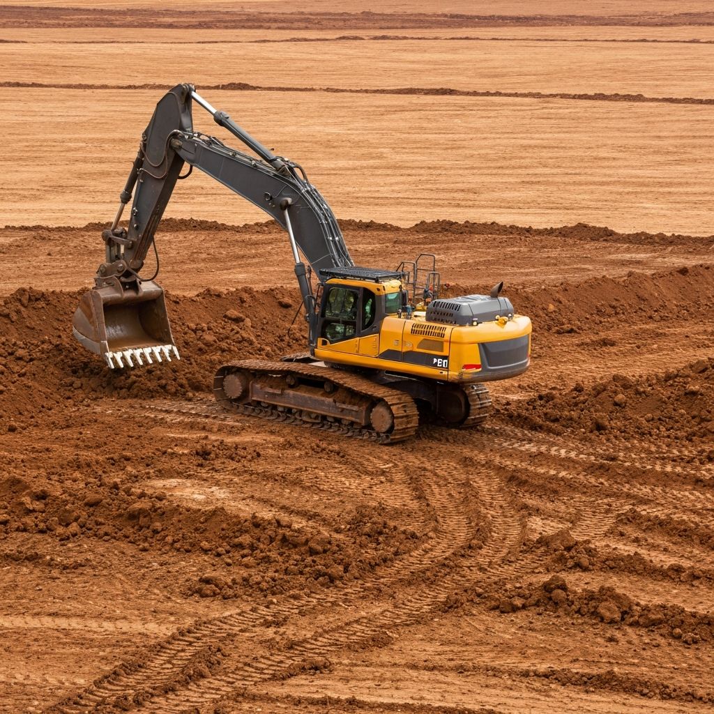 Equipamentos de terraplanagem em ação